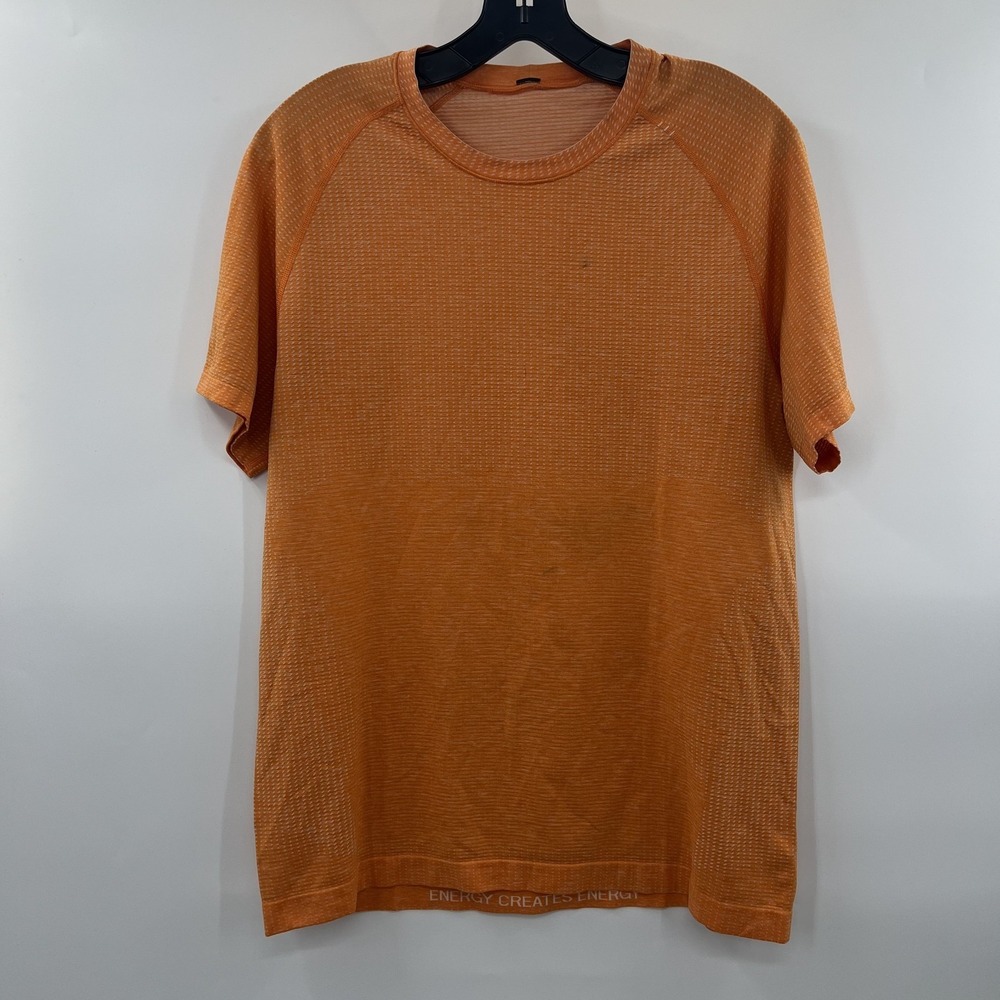 Lululemon Metal Vent Tech Shirt Mens M Orange Yoga Gym Running Crossfit Lifting - Picture 2 of 14